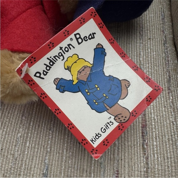 Paddington Bear Plush with Tag, Wood Toggles Navy Blue Hat, Red Coat - Eden Toys - Picture 6 of 8
